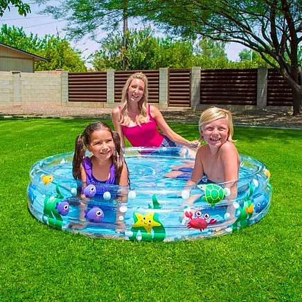 Безопасный и прочный детский надувной бассейн - 3-Ring Paddling Pool, 152x30cm, универсальный плавательный игровой центр для малышей