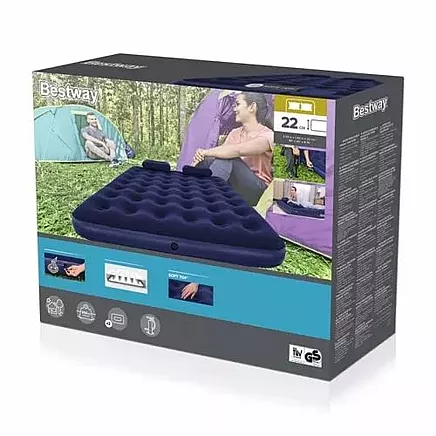 BESTWAY 67374 Piepūšamais divvietīgs matracis + 2 spilveni, 203x152x22 cm l Inflatable double mattress