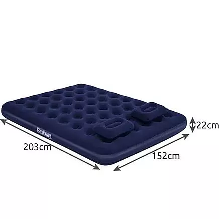 BESTWAY 67374 Piepūšamais divvietīgs matracis + 2 spilveni, 203x152x22 cm l Inflatable double mattress