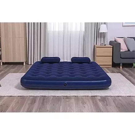 BESTWAY 67374 Piepūšamais divvietīgs matracis + 2 spilveni, 203x152x22 cm l Inflatable double mattress