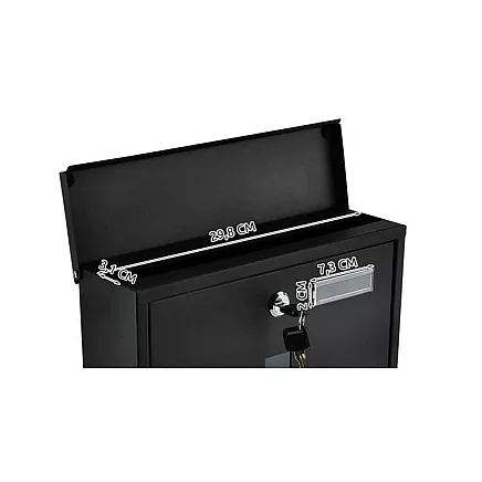 Sienas pastkastīte ar avīžu turētāju, melna