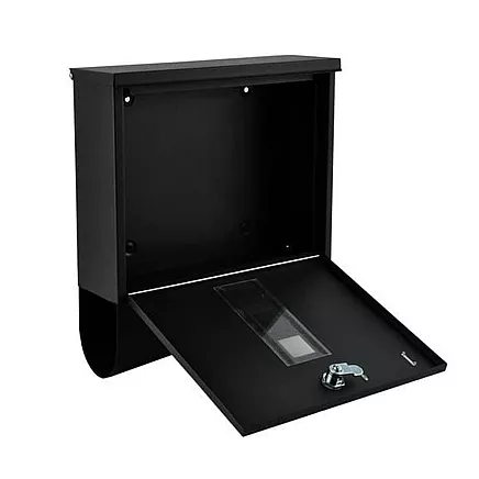 Sienas pastkastīte ar avīžu turētāju, melna