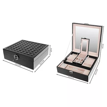 Роскошный футляр-органайзер для ювелирных украшений Beautylushh с замком и зеркалом, портативный съемный кассетный футляр для путешествий, отделения с мягкой подкладкой, материал ПУ и плита МДФ - бордовый/белый/черный