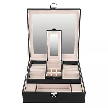 Роскошный футляр-органайзер для ювелирных украшений Beautylushh с замком и зеркалом, портативный съемный кассетный футляр для путешествий, отделения с мягкой подкладкой, материал ПУ и плита МДФ - бордовый/белый/черный
