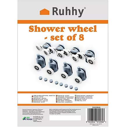 Dušas kabīnes bīdāmo durvju riteņu maiņas kompleks, 8 gab.