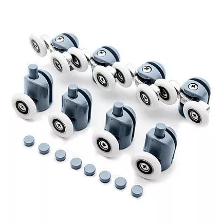 Dušas kabīnes bīdāmo durvju riteņu maiņas kompleks, 8 gab.