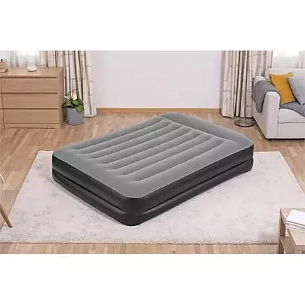 Bestway 67403 Ērts divvietīgs gaisa matracis ar integrētu elektrisko sūkni un spilvenu - izturīgs, piepūšams, āra kempinga gulta 203x152x46cm