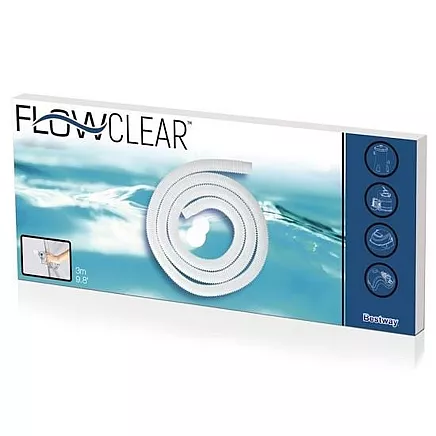 Universāla 32 mm BESTWAY 58369 baseina sūkņa šļūtene - universāla 300 cm gara hlorinatora caurule plašām baseina tīrīšanas vajadzībām, viegla plastmasas pagarinājuma caurule