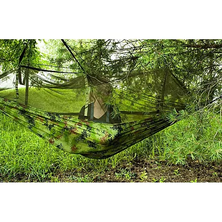 Tūristu Kempinga Dārza Šūpuļtīkls ar Moskītu Tīklu — 260x140 сm, Kamuflāža