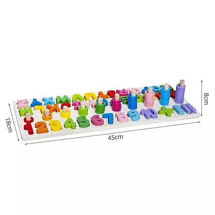 Attīstošā Rotaļlieta Burtu Ciparu Šķirotājs Koka Sorteris Puzle Angļu Alfabēts