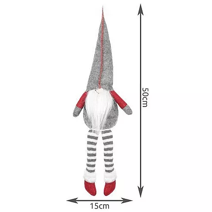Dekoratīvs sēdošs Ziemassvētku rūķis, pelēks