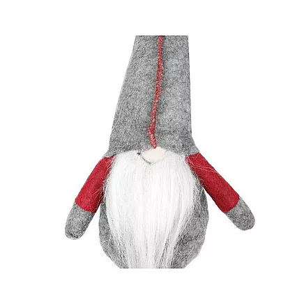 Dekoratīvs sēdošs Ziemassvētku rūķis, pelēks