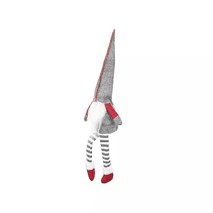 Dekoratīvs sēdošs Ziemassvētku rūķis, pelēks