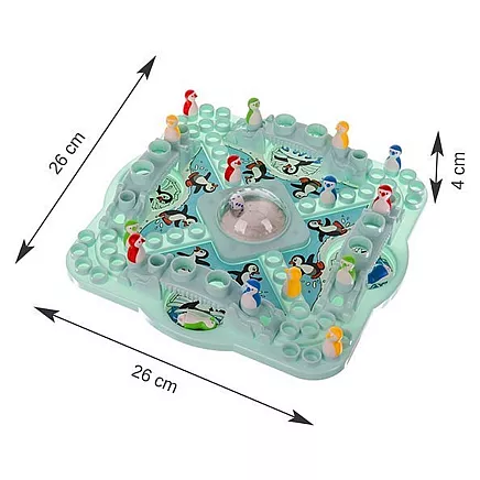Pingvīnu sacīkšu piedzīvojums: Ģimenes galda spēle ar izglītojošiem ieguvumiem - uzlabo veiklību, uzlabo matemātikas prasmes un sniedz neprognozējamu jautrību.