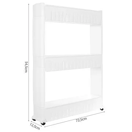 Mobile kitchen shelf on wheels, white