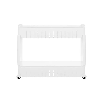 Mobile kitchen shelf on wheels, white