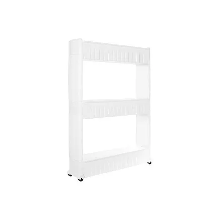 Mobile kitchen shelf on wheels, white