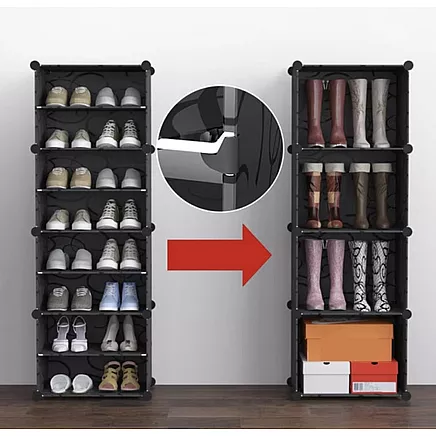 3-модульный стеллаж для обуви с прозрачными дверцами, простой сборкой и возможностью настройки для оптимальной организации пространства в доме