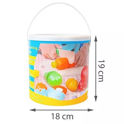 Wooden chopping vegetables in a bucket