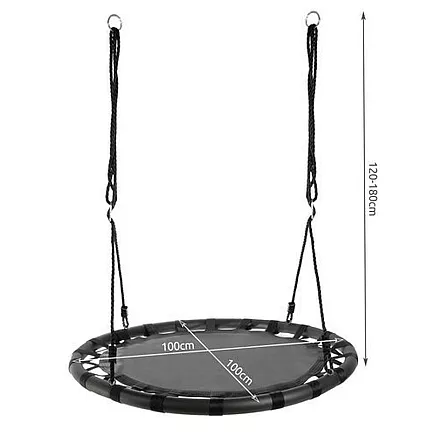 Bērnu Dārza Piekaramās Šūpoles Stārķa Ligzda 120-180 cm, Melnas