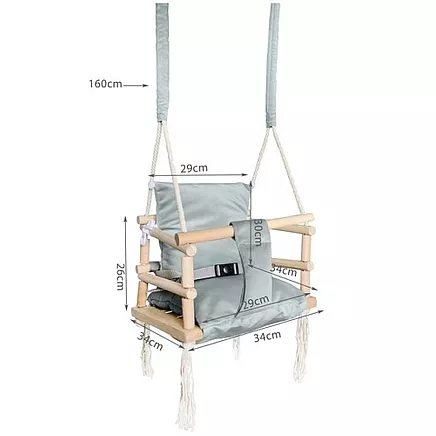 Bērnu Koka Šūpoles Iekštelpām Dārzam 3in1, Gaiši pelēks