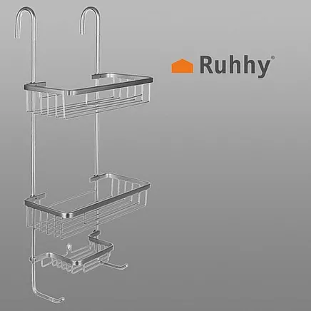 Алюминиевая подвесная полка-органайзер для душа - устойчивая к ржавчине, 3-ярусная система хранения с легкой установкой без сверления для шампуней, лосьонов, ванных принадлежностей, современный дизайн в стиле лофт