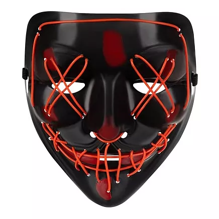 LED Svētku Maska ar 3 Gaismas Režīmiem - Universāla un Ērti Elpojoša, Melnā/Sarkanā Krāsā