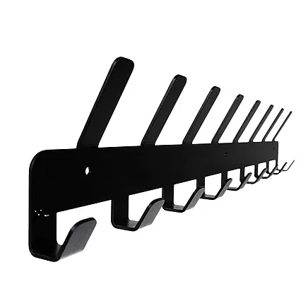 Настенная вешалка 17 крючков Durable Black - устойчивая к погодным условиям сталь с порошковым покрытием и простой системой крепления