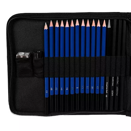 Profesionāls zīmēšanas un skiču komplekts, 32 daļas