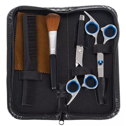 Профессиональный набор для укладки и стрижки волос из 7 предметов - универсальный для мужчин, женщин, детей - включает ножницы, накидку, расческу, щетку - компактный футляр для хранения