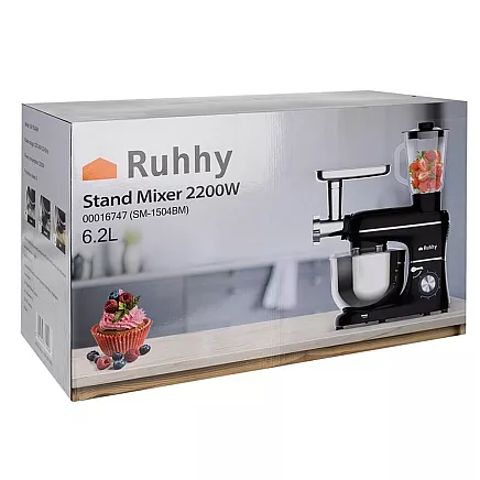 Planetārais virtuves kombains ar blenderi, 6.2 l, 2200 W, melns