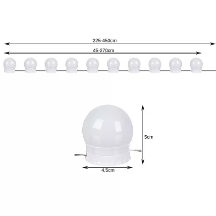 LED spoguļa lampiņas kosmētikas galdam, 10 gab.