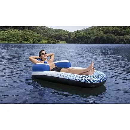 Надувной матрас для отдыха Bestway 43533 с прочным материалом Inflata-Shield, удобным подголовником и спинкой, держателем для напитков - идеально подходит для бассейна и отдыха на берегу озера
