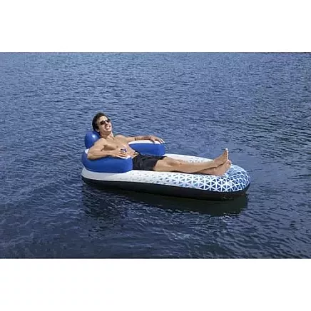 Надувной матрас для отдыха Bestway 43533 с прочным материалом Inflata-Shield, удобным подголовником и спинкой, держателем для напитков - идеально подходит для бассейна и отдыха на берегу озера
