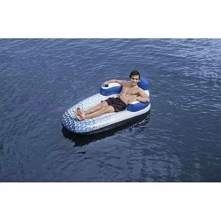 Надувной матрас для отдыха Bestway 43533 с прочным материалом Inflata-Shield, удобным подголовником и спинкой, держателем для напитков - идеально подходит для бассейна и отдыха на берегу озера