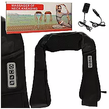 Šiacu sildošs kakla plecu muguras un ķermeņa masažieris masieris, melns