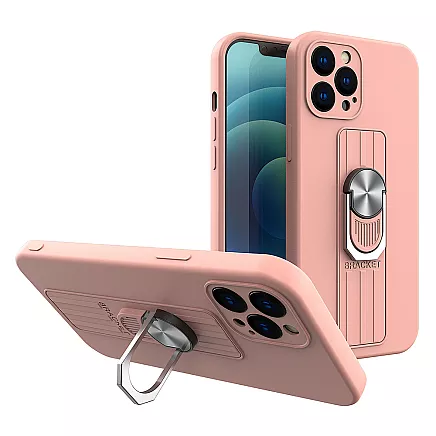 Ring Case silicone case with handle and stand for iPhone 12 Pro Max in pink