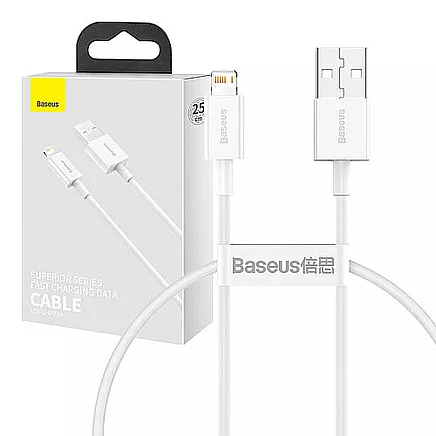 Baseus Superior sērijas USB kabelis uz Lightning, 2,4 A, 0,25 m (balts)