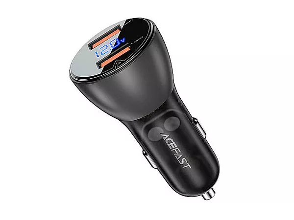 Automašīnu lādētājs Acefast B7, 45W, 2x USB, ar displeju (melns)