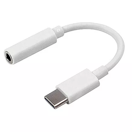 USB-C uz 3,5 mm mini jack adapteris, balts, 11 cm