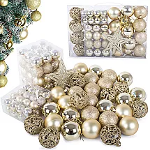 Ziemassvētku egles rotājumu komplekts, dekoratīvās bumbiņas un zvaigzne, komplekts 100...