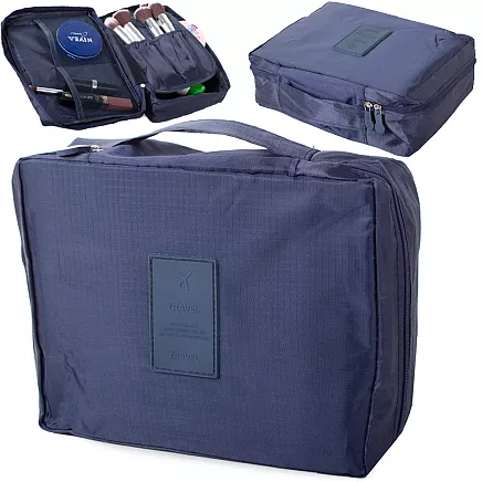 Make-up bag travel organiser navy blue