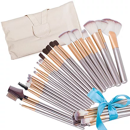 24 profesionāls grima otu komplekts ar futlāri, sudrabs