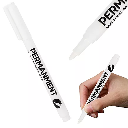 White Waterproof Marker Pen 1mm for Glass, Tyres, Steel