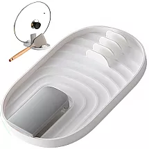 Statīvs karotēm un podu vākiem, virtuves piederumu paliktnis, Balts