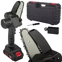 Akumulatora mini ķēdes zāģis 6 collu ar koferi, melns