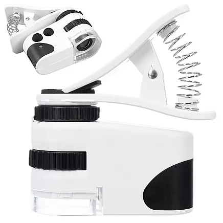 Mini mikroskops telefonam 60x ar LED un UV gaismu