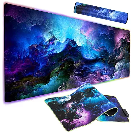 RGB LED Apgaismots Spēļu Datorgalda Klaviatūras Paklājs Peles Paliktnis 90x40 cm, Kosmoss