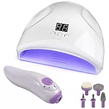 Manikīra un pedikīra aparāts, nagu frēze, ar 12 W UV/LED lampu, ar 5 uzgaļiem
