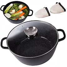 Dziļais katliņš ar vāku un nepiedegošu pārklājumu, 13 l, ar podu turētājiem, lietais...